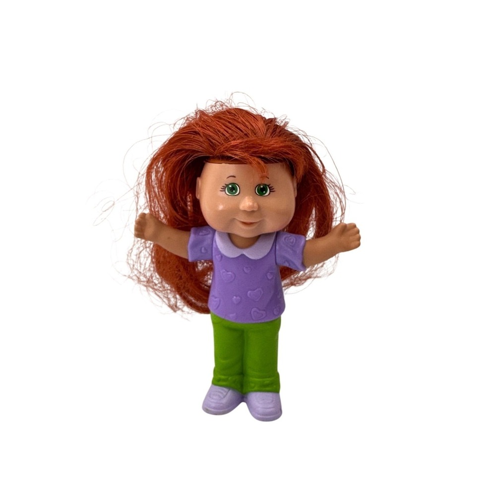 2004 Burger King Kids Meal Red-Haired Girl Figurine Purple Shirt Plastic Toy 4"